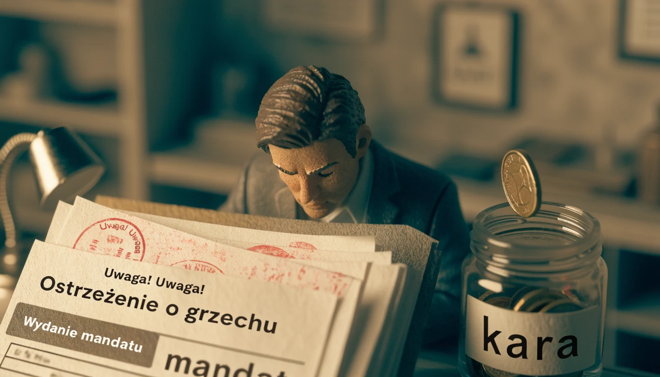 Dokument z grzywną i słoik na monety w urzędzie